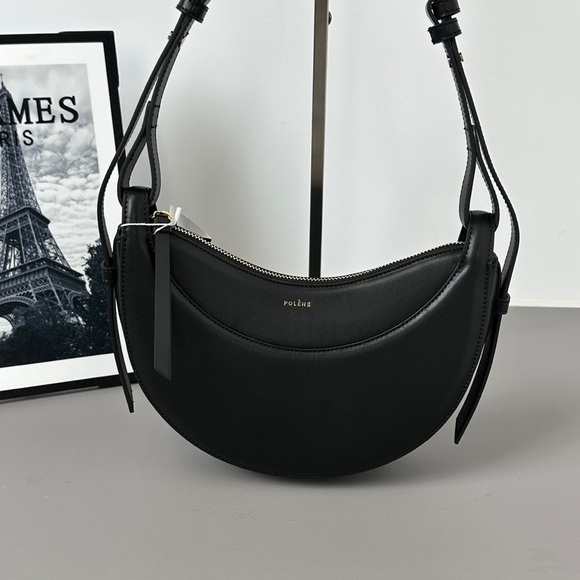 Polene Black Crescent Shoulder Bag